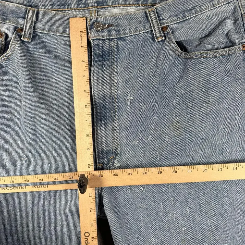 Levis 550 Jeans Mens 42x30 Light Wash Blue Relaxed Tapered Denim Distressed
